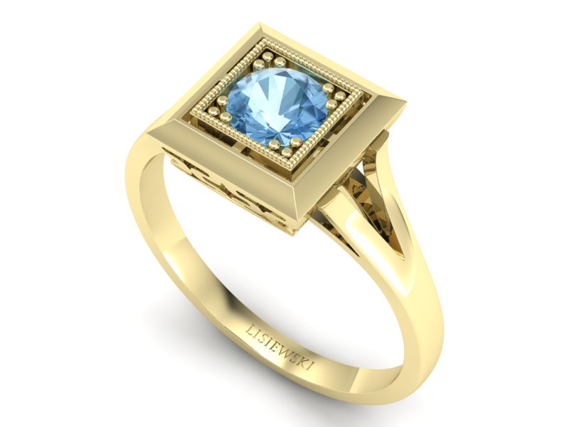 Złoty pierścionek z topazem żółte złoto - p16147za — zdjęcie 3