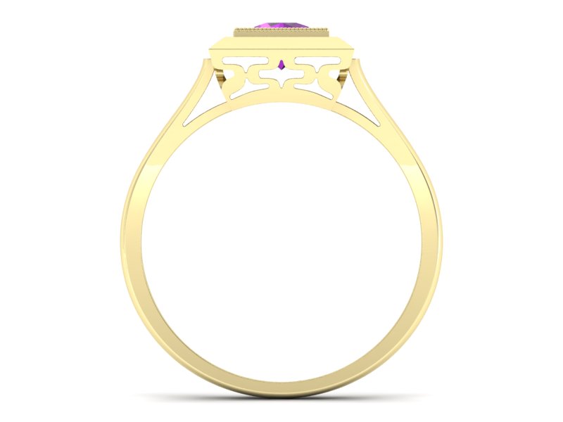 Złoty pierścionek z ametystem żółte złoto - p16147zat — zdjęcie 2