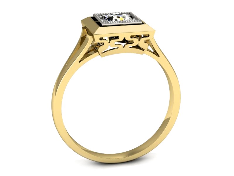 Pierścionek z diamentem żółte i białe złoto - p16147zb — zdjęcie 5