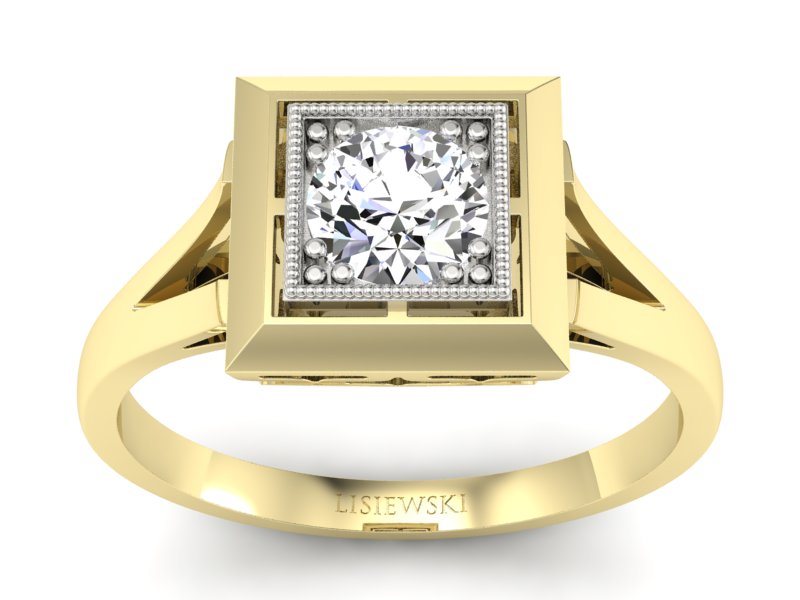 Pierścionek z diamentem żółte i białe złoto - p16147zb