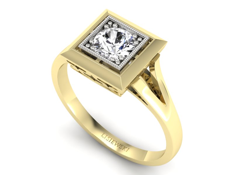 Pierścionek z diamentem żółte i białe złoto - p16147zb_Vs1_H — zdjęcie 3