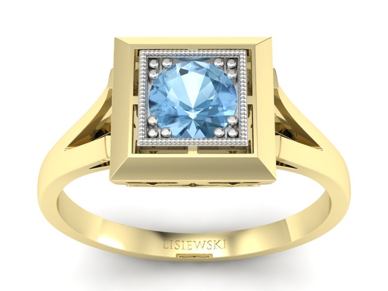 Pierścionek z topazem żółte białe złoto - p16147zba