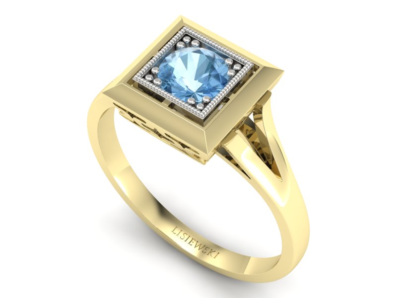 Pierścionek z topazem żółte białe złoto - p16147zba — zdjęcie 3