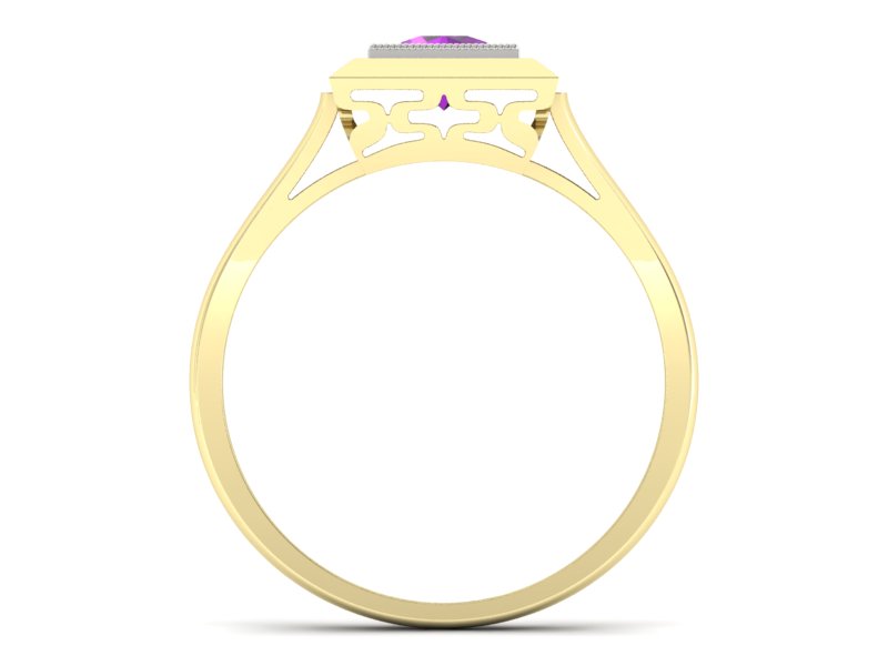 Pierścionek z ametystem żółte i białe złoto - p16147zbat — zdjęcie 2