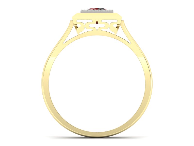 Pierścionek z granatem żółte białe złoto - p16147zbgr — zdjęcie 2