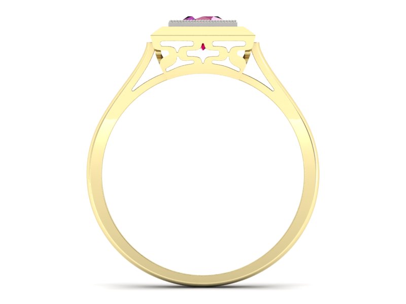 Pierścionek z rubinem żółte białe złoto - p16147zbr — zdjęcie 2