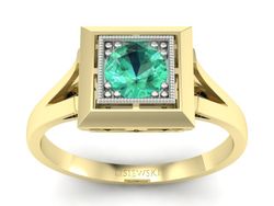 Pierścionek ze szmaragdem żółte i białe złoto - p16147zbsm