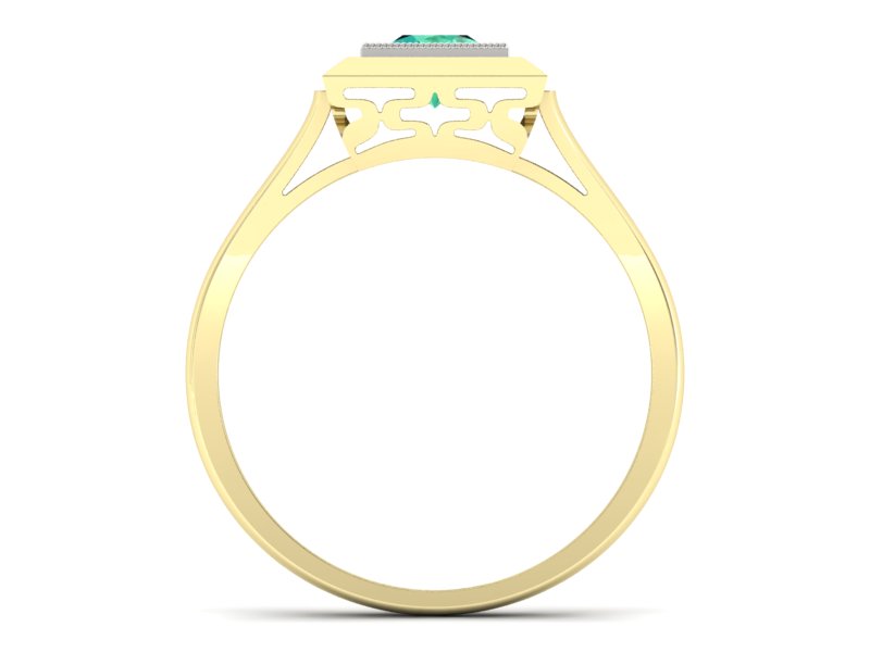 Pierścionek ze szmaragdem żółte i białe złoto - p16147zbsm — zdjęcie 2