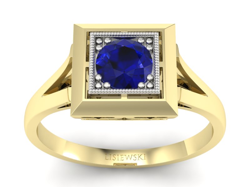 Pierścionek ze spinelem żółte i białe złoto - p16147zbsp