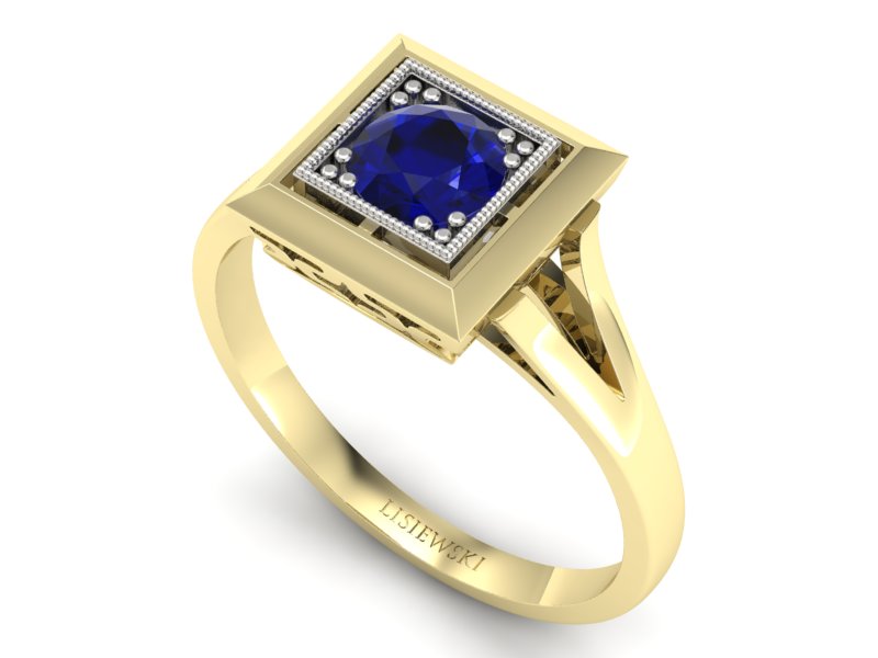 Pierścionek ze spinelem żółte i białe złoto - p16147zbsp — zdjęcie 3