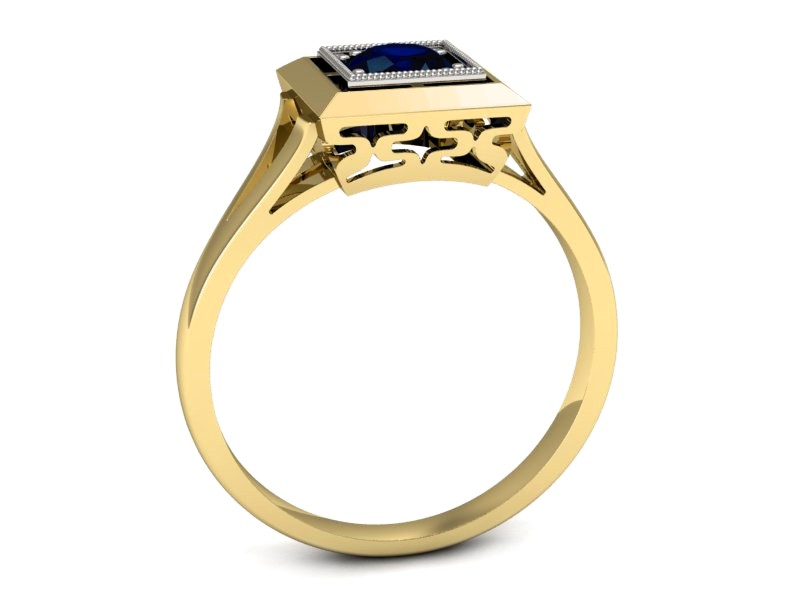 Pierścionek z szafirem żółte białe złoto - p16147zbsz — zdjęcie 5
