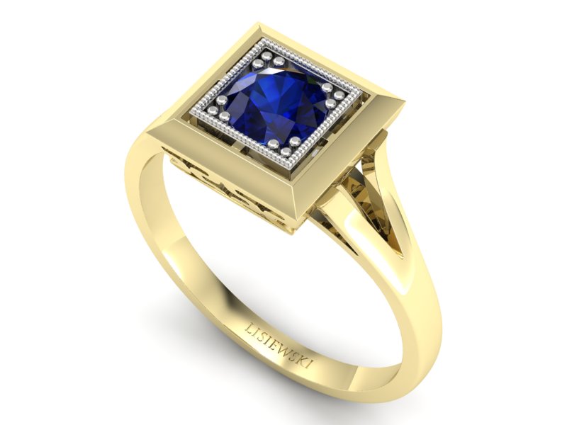 Pierścionek z szafirem żółte białe złoto - p16147zbsz — zdjęcie 3