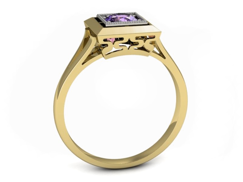 Pierścionek z tanzanitem żółte białe złoto - p16147zbt — zdjęcie 5