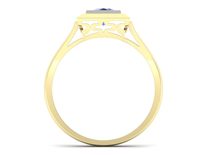 Pierścionek z tanzanitem żółte białe złoto - p16147zbt — zdjęcie 2