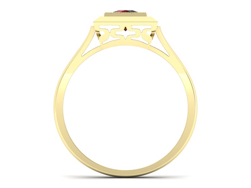 Złoty pierścionek z granatem żółte złoto - p16147zgr — zdjęcie 2