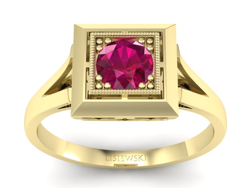 Złoty pierścionek z rubinem żółte złoto - p16147zr