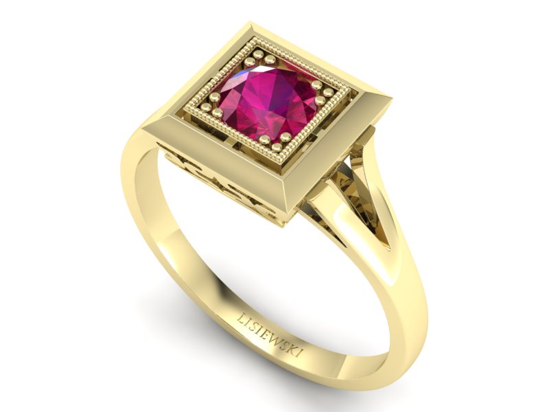 Złoty pierścionek z rubinem żółte złoto - p16147zr — zdjęcie 3