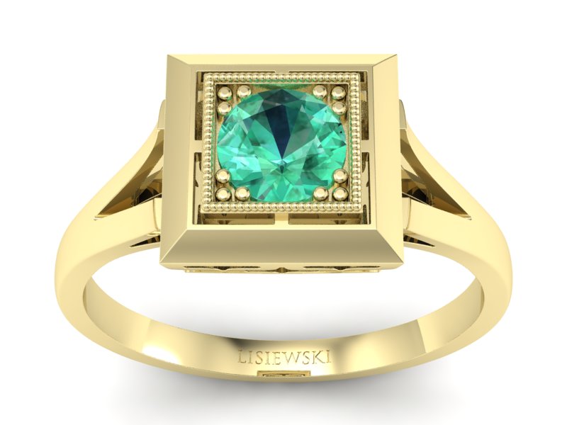 Złoty pierścionek ze szmaragdem żółte złoto - p16147zsm