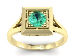 Złoty Pierścionek ze szmaragdem żółte złoto 585 - p16147zsm