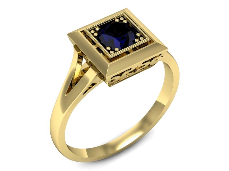 Złoty pierścionek ze spinelem żółte złoto próba 585 - p16147zsp
