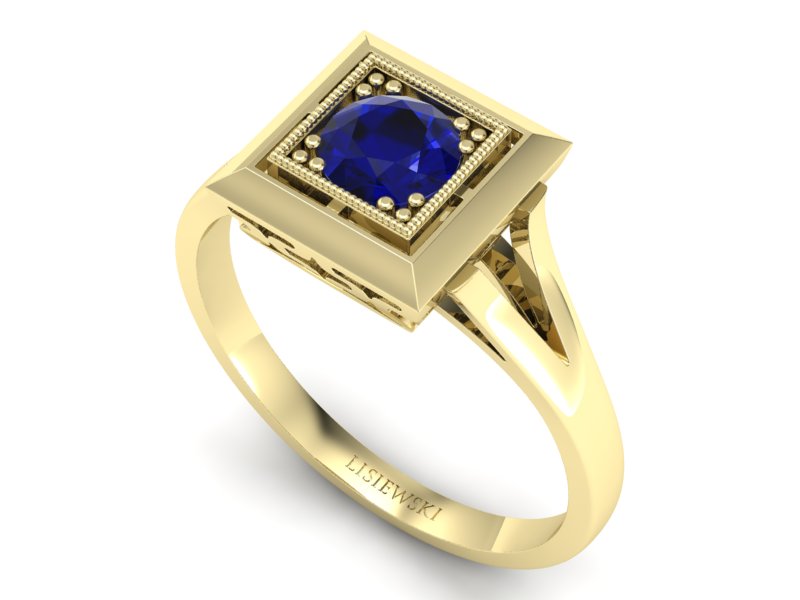 Złoty pierścionek ze spinelem żółte złoto - p16147zsp — zdjęcie 3