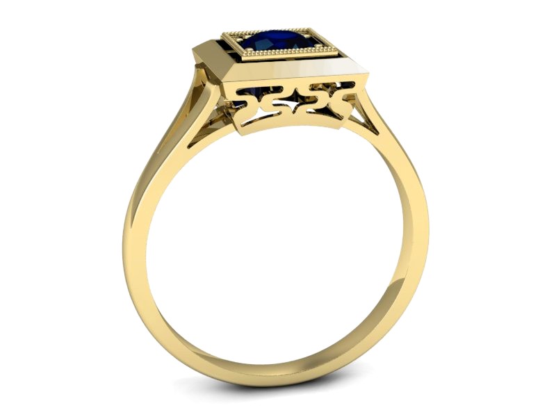 Złoty pierścionek z szafirem żółte złoto - p16147zsz — zdjęcie 5