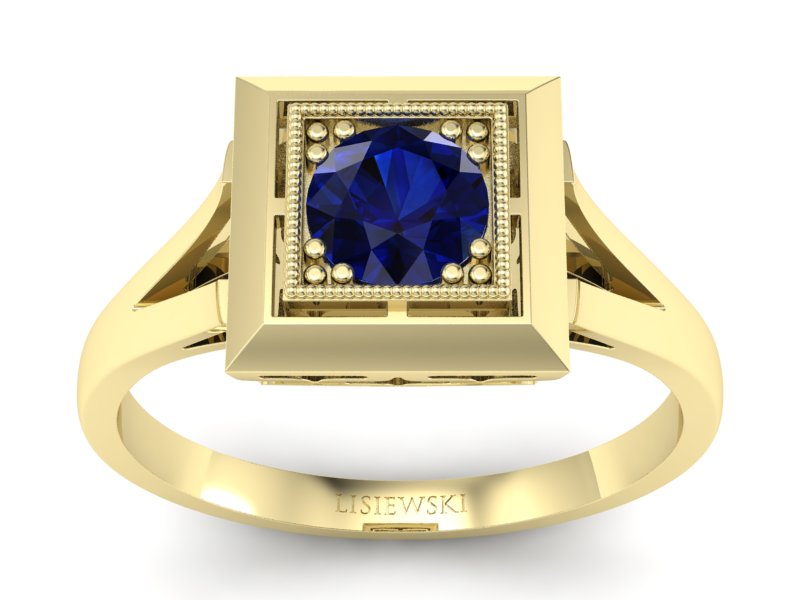 Złoty pierścionek z szafirem żółte złoto - p16147zsz