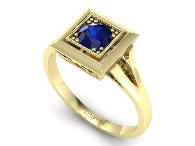 Złoty pierścionek z szafirem żółte złoto - p16147zsz — zdjęcie 3