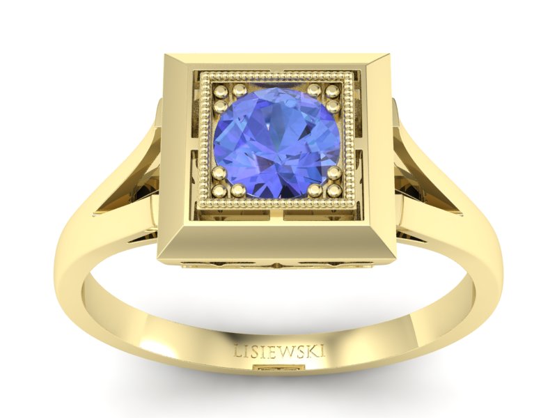 Złoty pierścionek z tanzanitem żółte złoto - p16147zt