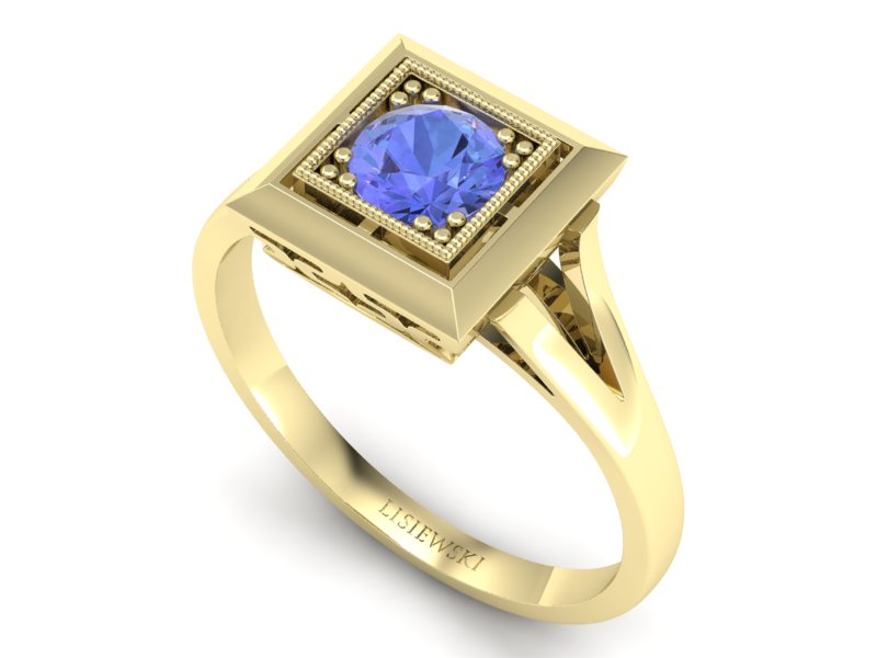 Złoty pierścionek z tanzanitem żółte złoto - p16147zt — zdjęcie 3