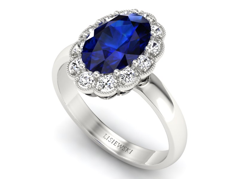 Pierścionek zaręczynowy z szafirem i brylantami - p16148bsz — zdjęcie 3