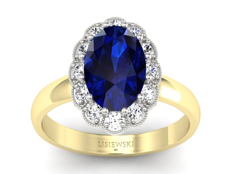 Pierścionek z szafirem i brylantami - p16148zbsz