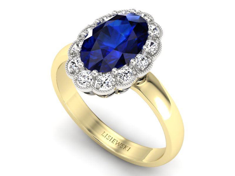 Pierścionek z szafirem i brylantami - p16148zbsz — zdjęcie 3