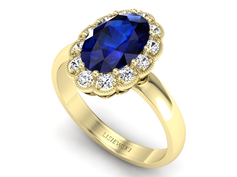 Pierścionek zaręczynowy z szafirem i brylantami - p16148zsz — zdjęcie 3