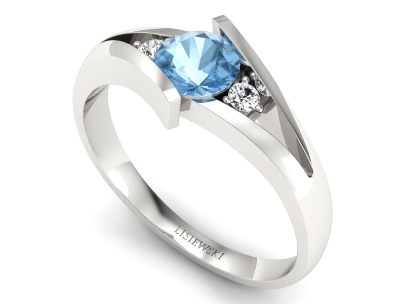 Pierścionek z topazem i brylantami białe złoto - p16149ba — zdjęcie 3