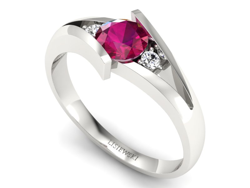 Pierścionek z rubinem i brylantami - p16149br — zdjęcie 3