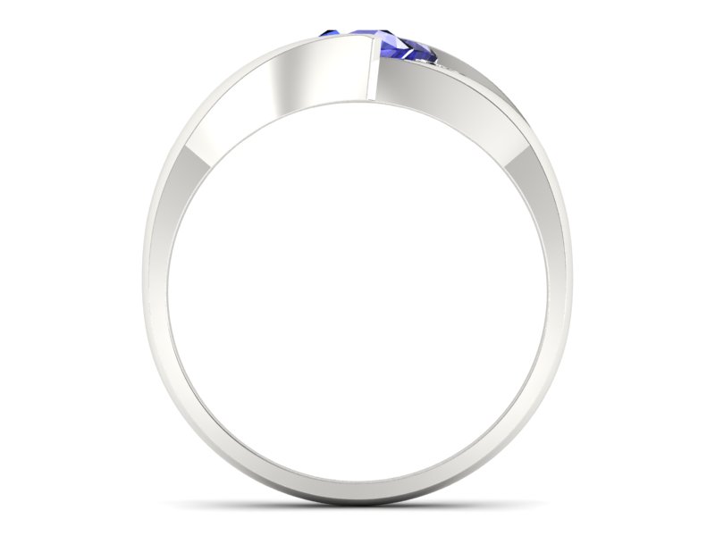 Złoty pierścionek z szafirem i brylantami - p16149bszc — zdjęcie 2