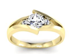 Złoty pierścionek z diamentami żółte złoto 585 - p16149z