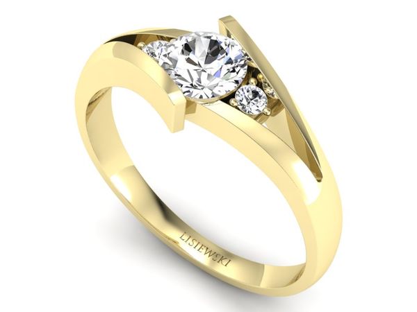 Złoty pierścionek z diamentami żółte złoto 585 - p16149z