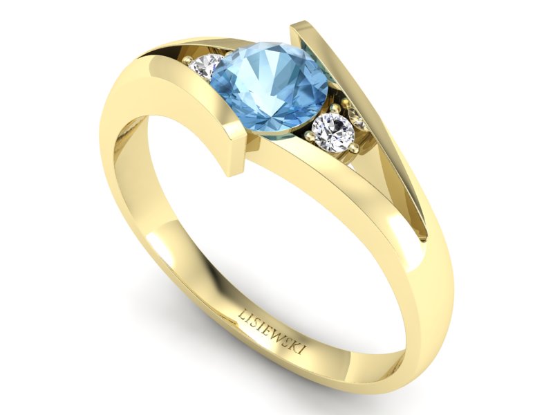 Złoty pierścionek z topazem i brylantami - p16149za — zdjęcie 3