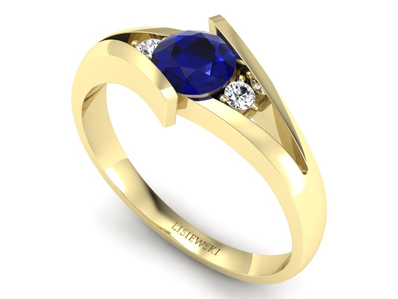 Pierścionek ze spinelem i diamentami żółte złoto - p16149zsp — zdjęcie 3