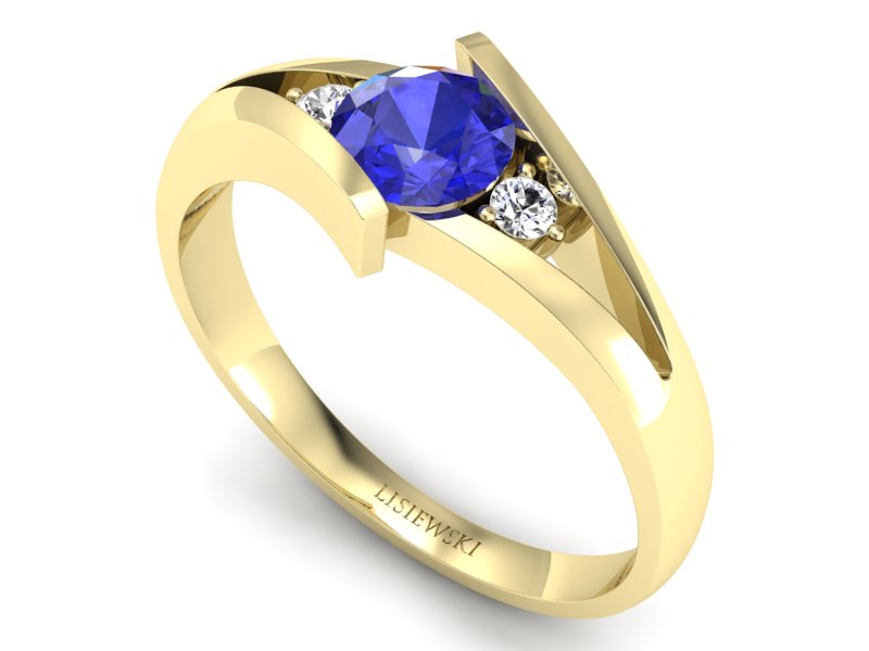 Pierścionek z szafirem i brylantami - p16149zszc — zdjęcie 3
