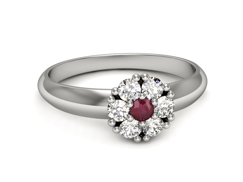 Pierścionek z rubinem i brylantami białe złoto - p16150br — zdjęcie 3