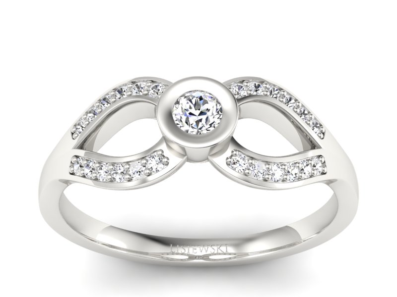 Złoty pierścionek z brylantami białe złoto - p16153b