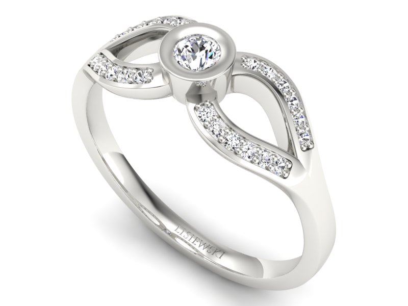 Złoty pierścionek z brylantami białe złoto - p16153b — zdjęcie 3