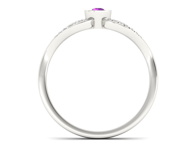 Złoty pierścionek z ametystem i brylantami - p16153bat — zdjęcie 2