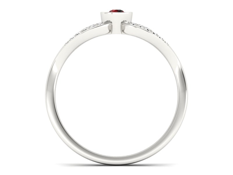 Pierścionek z granatem i brylantami białe złoto - p16153bgr — zdjęcie 2