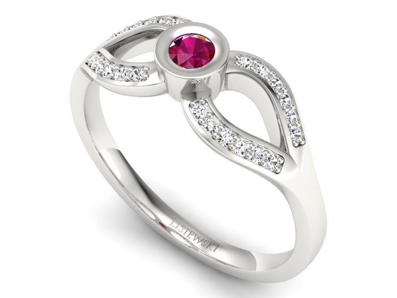 Pierścionek z rubinem i brylantami białe złoto - p16153br — zdjęcie 3