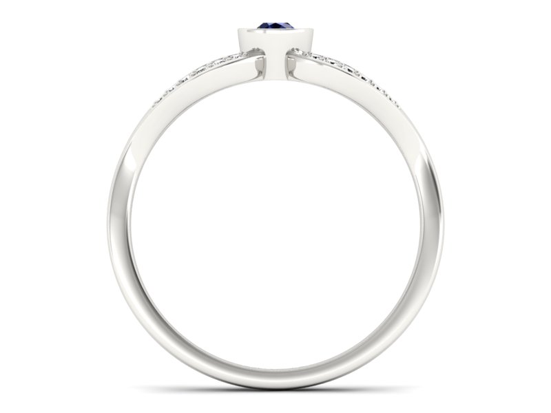 Złoty pierścionek z szafirem i brylantami - p16153bsz — zdjęcie 2