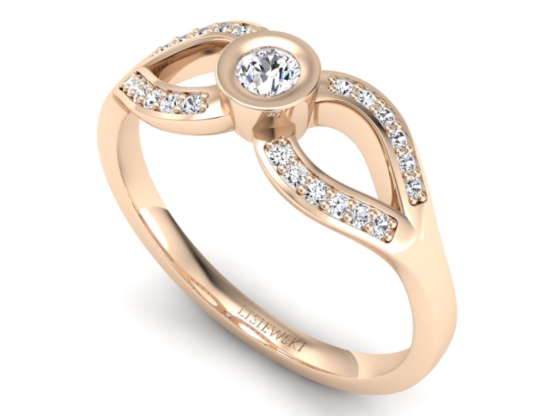 Złoty pierścionek z brylantami różowe złoto - p16153c — zdjęcie 3